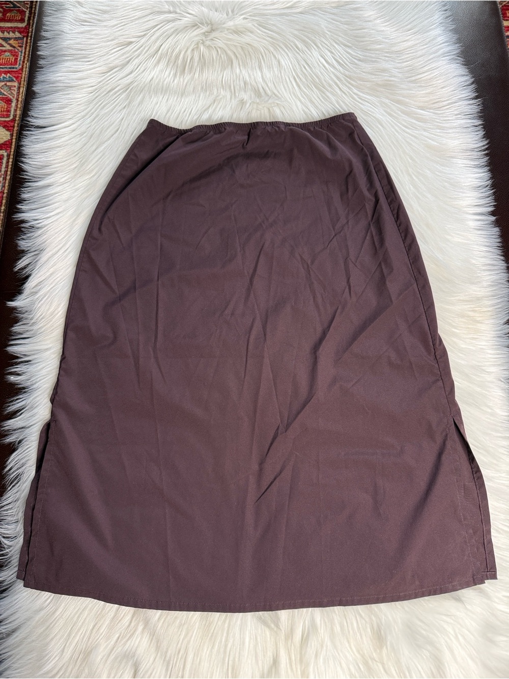 Uniqlo Maroon Wine Smooth Midi Skirt